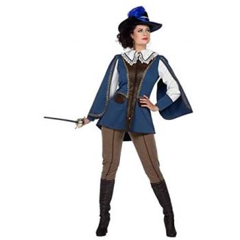 Metamorph Frauensport Blau Musketier: Barock-Look mit Mantel & Hose (44)