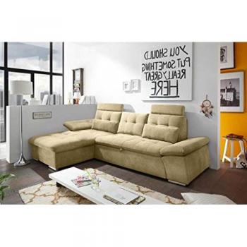 Nalo Schlafsofa – Modernes Sofa mit Bettkasten und verstellbaren Armlehnen in Uran Mikrofaser