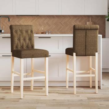 Sedie da Bar 2 pz in Legno Massello di Hevea e Tessuto cod mxl 116559