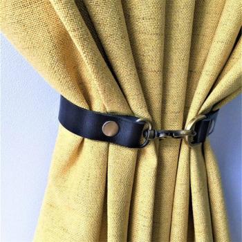 Wall-Mounted Leather Curtain Tie Backs with Buckle Clip