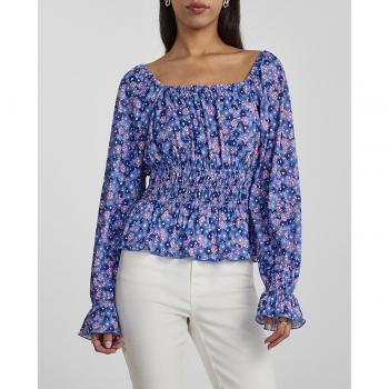 Blusa Pieces 17135568-Granada para mujer en azul con escote cuadrado