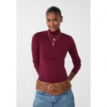 L‑Size Purple Stradivarius T-Shirt with High Neck