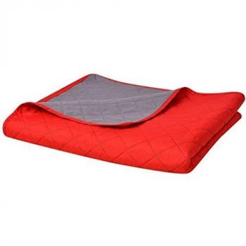 Couvre-lit réversible rouge et gris 170 x 210 cm