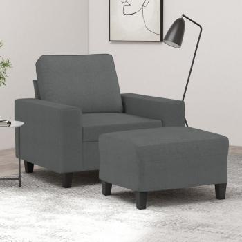 Canapé simple gris foncé avec repose-pied 60 cm