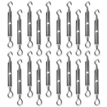 Pack de 20 tendeurs de fil réglables (M6, crochet et œillet) – Linxor