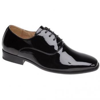 Schwarz lackierte Herren Oxford‑Uniformschuhe – 41,5