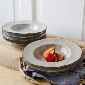 Lot de 6 assiettes creuses Biarré en grès gris