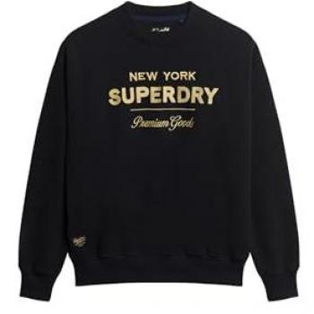 Superdry Damen Luxe Metallic Sweatshirt Noir Blau M