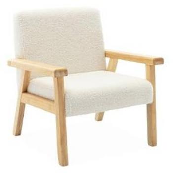 Poltrona in legno di hevea per bambini con tessuto bouclé