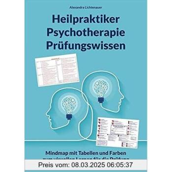 Heilpraktiker Psychotherapie Prüfungswissen: Mindmap mit Tabellen und Farben zum visuellen Lernen für die Prüfung
