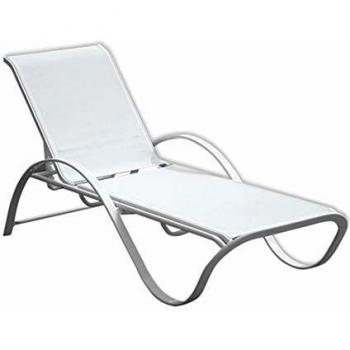 Almohada de Playa Crespo 5‑Posiciones, Marco de Aluminio Blanco con Accesorios Textiline