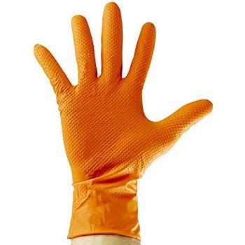 Gants en Nitrile Jetables Orange 7.0mil Texture Diamant 100 Unités