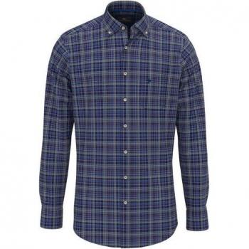 Fynch Hatton Dark Checkerboard Shirt – Blue, M