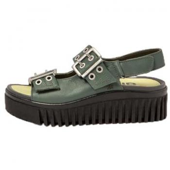 Sandales cuir vert “Brighton” – 41 – Boucle – 3‑5 cm – Femme