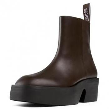 Botines de mujer Camper Billie de piel marrón con suela ultraligera, talla 37