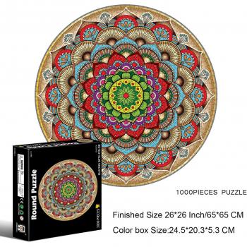 Mandala 1000-Piece Round Jigsaw Puzzle for Adults