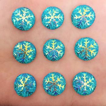 Schneeflocken-Flatback-Strass-Set (50 Stück) – 14 mm AB Rundharz für Hochzeitstasten