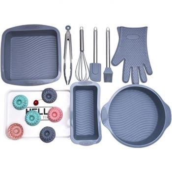 Silicone Baking Set with 14 Pieces and Foldable Tools