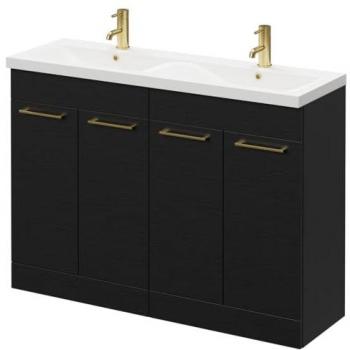 Nero Oak 1200mm Vanity Unit with Brushed Brass Handles