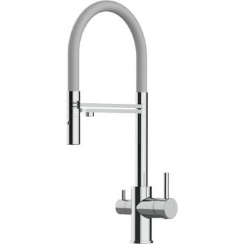 Grifo de cocina cromado con ducha 2 chorros