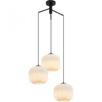 Set di sospensione a 3 lampade in vetro opale 23 W, certificato IP20, base E27, 200 mm di diametro