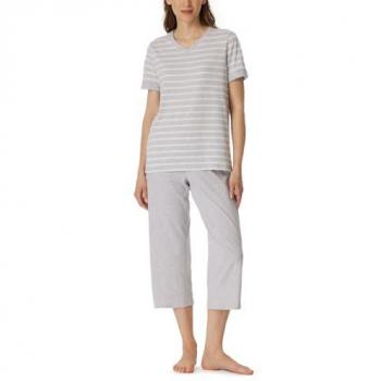 Conjunto pijama Schiesser Casual Essentials en tonos gris moteado y blanco