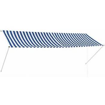 Vidaxl 350x150 cm Blue and White Retractable Awning
