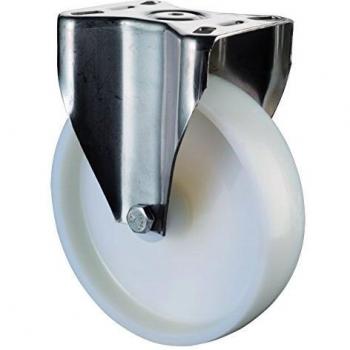 Roulette fixe en plastique blanc Ø150mm capacité 300kg H110.A90.150