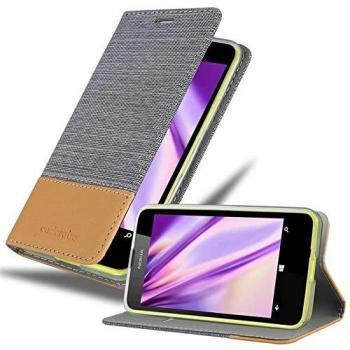 Housse élégante CADORABO – Gris Marron, tissu similicuir, support magnétique – Nokia Lumia 630/635