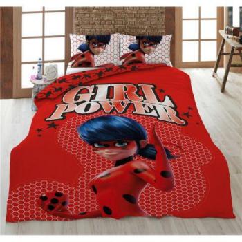 Housse Double Couette Miraculous – Rouge microfibre, 140×200 cm, 2‑pièces