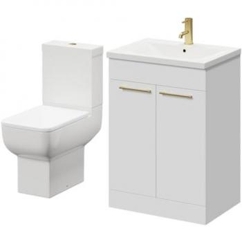 Alessio 600 mm Two‑Door White Vanity & Standing Open‑Back Toilet