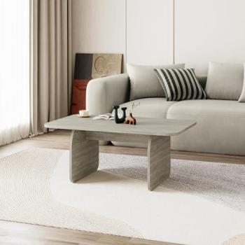 Modern Travertine Japandi Coffee Table – Rounded Edges