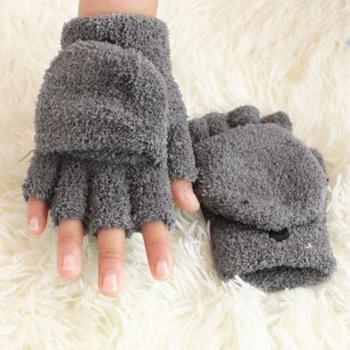 Women’s Solid Color Plush Touch Screen Mittens