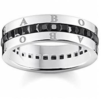Thomas Sabo Damen Pavé Bandring mit schwarzen Steinen aus 925 Sterlingsilber