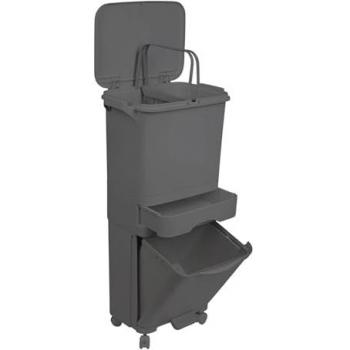 Papelera de reciclaje antracita con doble compartimento 38L