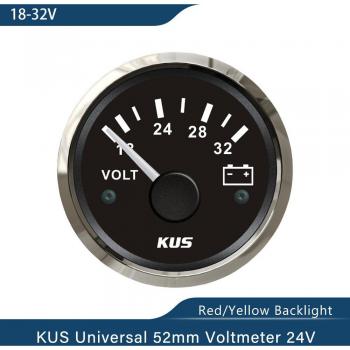 Voltmeter Marine Pro 12V/24V con Luz Roja y Amarilla