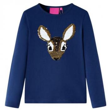 VidaXL Girls' Long Sleeve T-Shirt Navy 116