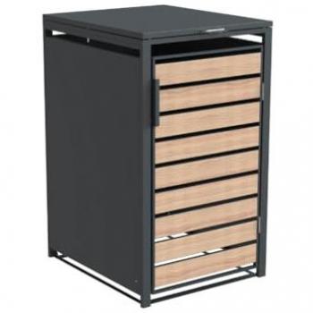 Abri à poubelles en acier effet bois Lacina 240 L