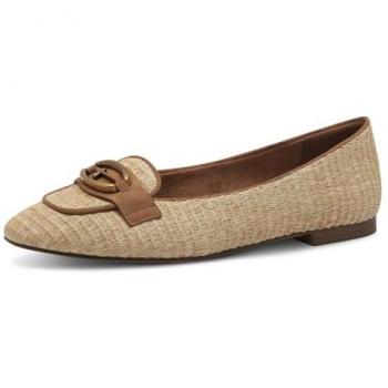 Tamaris Ballerina mit Blockabsatz 1-22144-44 – Braun, Leder + Textil – Antislide – Damen (42) – Business‑