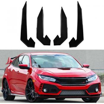 Separador parachoques delantero Honda Civic 10 Type-R, Set carrocería con spoiler y ala larga, 4 unidades