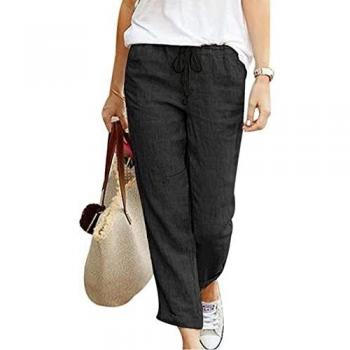 Yoga‑Freizeitkleidung OEAK Damen: 7/8 Sommerhose aus Baumwolle & Leinen