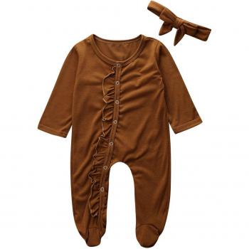 0-18M Ruffled Cotton Jumpsuit