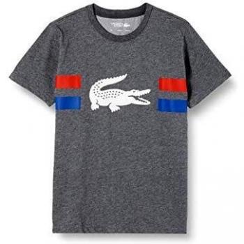 Lacoste Jungen Tj3297 T-Shirt, Bitume Chiné/Cosmique-COR Myp, 8 Jahre