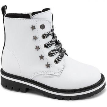 Botín Pablosky 414205 Blanco Niña con cremallera y cordones