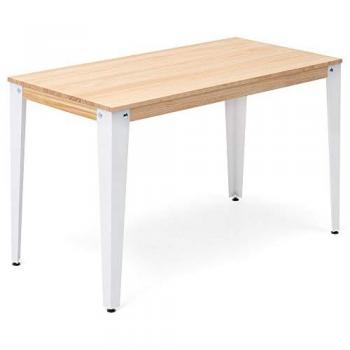 Mesa de Estudio Lunds 180x80x75cm Blanca con Acabado Natural