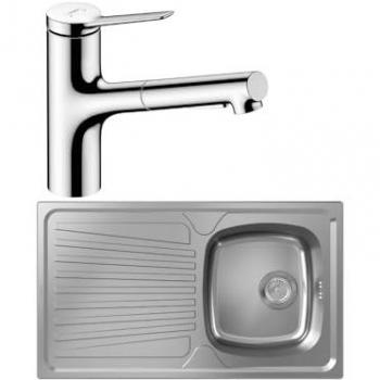 Acero Inoxidable Hansgrohe: Fregadero S21 + Grifo Logis M31 160 cromado