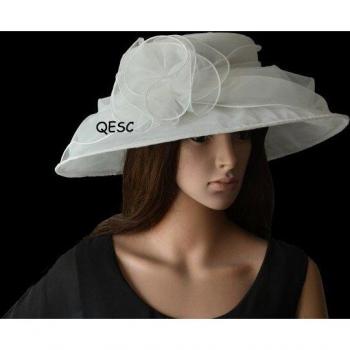 Chapeau de mariage en organza à large bord