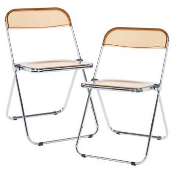 Silla Plegable Acero Cromado Transparente 74x46x47 cm