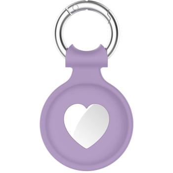 AirTag Silicone Heart Case con Screenguard e Ciondolo Viola – Accessorio Protettivo