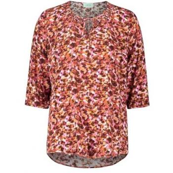 Schlupfbluse Cartoon, lila-beige, 100% Viskose, Größe 38
